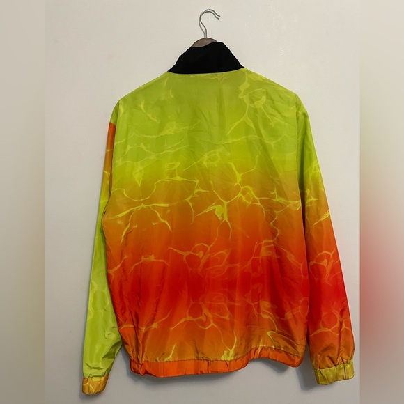 Speedo with Forever 21 Men's Neon Windbreaker Jacket  Lightning Pattern LARGE - Picture 2 of 5